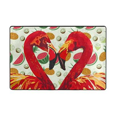 Imagem de Tapete antiderrapante de flamingo vermelho melancia, tapete de porta, tapete de entrada, tapete de quarto, portas externas, tapete de entrada de 1,2 m x 1,8 m