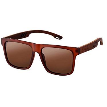 Imagem de Óculos de Sol Masculino Quadrado HU WOOD Polarizado com Proteção UV400 Óculos Unissex (C2)