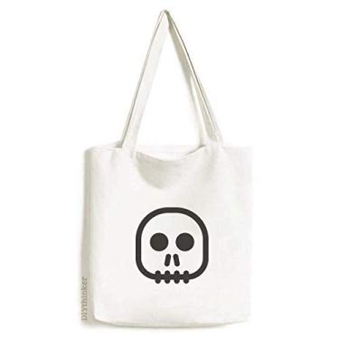 Imagem de Bolsa de lona quadrada de esqueleto com rosto horrível, bolsa de compras casual