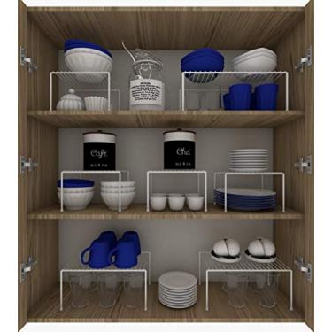Imagem de Kit Organizador P/Cozinha E Armário Prateleiras Aramado 7 Peças (Branco)