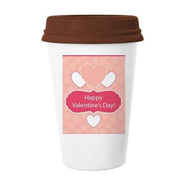 Imagem de Caneca de cerâmica rosa e branca para o Dia dos Namorados Caneca de café Copo de cerâmica
