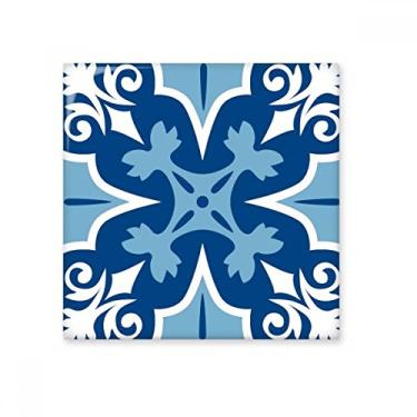 Imagem de Marrocos Decorativa Flor Azul Ilustração Azulejo de Cerâmica Brilhante Decalque Pedra Adorna de Tijolos Vitrificados