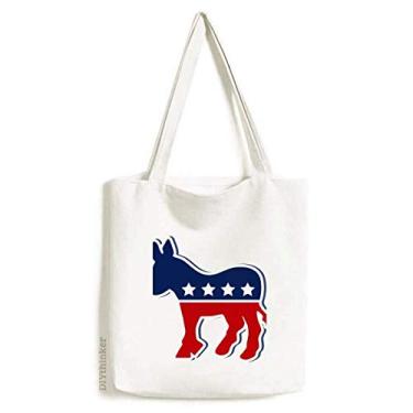 Imagem de Bolsa de lona com emblema de burro americano para festa democrática, bolsa de compras casual