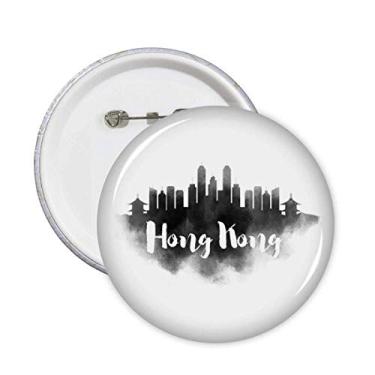 Imagem de Hongkong China Landmark Ink Pinos de pintura de cidade Emblema Emblema Acessório Decoração 5 peças