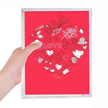Imagem de Caderno diário de folhas soltas para dia dos namorados, vermelho, branco, com coração