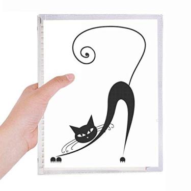 Imagem de Caderno de desenho de animal de Halloween com desenho de gato preto com folhas soltas e diário recarregável