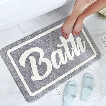Imagem de jia cool Tapetes de banheiro 49,7 x 70,9 cm Tapete de banheiro para chuveiro de piso extragrosso, super macio, melhor absorção, perfeito tapete de porta de pelúcia absorvente, cinza escuro