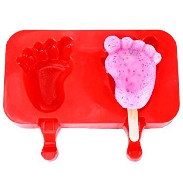 Imagem de jia cool Molde de sorvete, 10 células, gel de sílica clássico, reutilizável, conjunto de moldes de picolé, picolé, máquina de fazer sorvete infantil, ferramentas para fazer sorvete, com o pé coberto com 50 hastes de madeira)