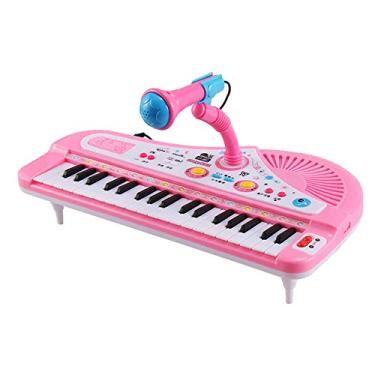 Imagem de Tomshin 37 Chaves Crianças Piano Musical Piano Eletrônico Teclado Brinquedo Instrumento Musical Brinquedo com Microfone para Meninos Meninas Mais de 3 Anos de Idade