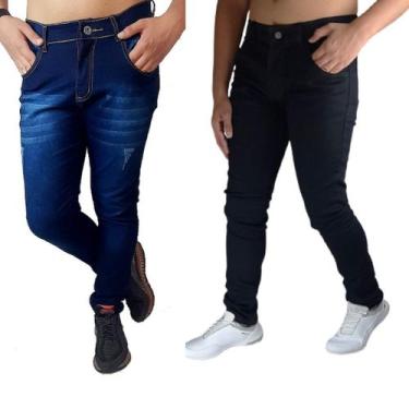Imagem de Kit Com 2 Calça Jeans Masculina Elastano Skynni Slim - Mania Do Jeans