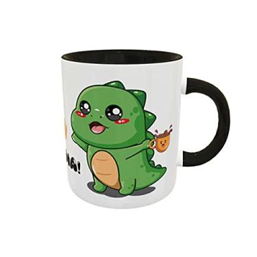 Imagem de Caneca Divertida Dinossauro Kawaii Presente Criativo Geek cor:Preto
