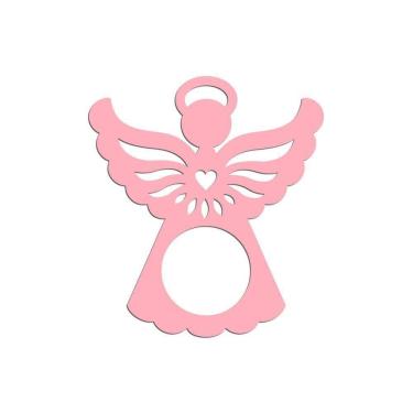 Imagem de Porta Guardanapo Anjinho Kit Com 4 Peças 7cmx8cm - Cria Arte Laser Rosa Claro