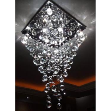 Imagem de  Lustre Cristais K9 Base Inox 45X45cm