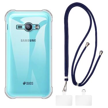 Imagem de Shantime Capa para Samsung Galaxy J1 Ace + cordões universais para celular, pescoço/alça macia de silicone TPU capa amortecedora para Samsung Galaxy J1 Ace Duos (4,3 polegadas)