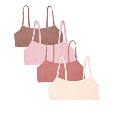 Imagem de Fruit of the Loom Sutiã esportivo de algodão com alças finas para meninas, Nudez claro/blush/crepúsculo do deserto/chá doce, 34