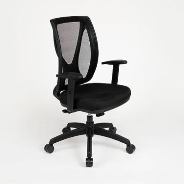 Imagem de Cadeira de escritório Alma Preta base Preta braço regulavél - Rossi Cadeiras