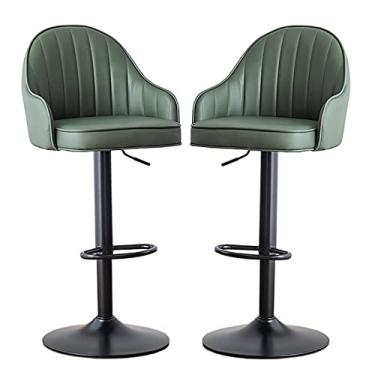 Imagem de Cadeiras de jantar cadeiras de sala de jantar elegantes bancos de bar de couro PU conjunto de 2, bancos de balcão ajustáveis, bancos de bar giratórios para ilhas de cozinha, amarelo/preto/azul claro/cinza/verde escuro tudo está bem