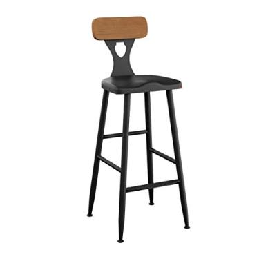 Imagem de Cadeiras de jantar banquetas de bar retrô cadeira com encosto de madeira banqueta alta para os pés cadeiras de jantar como banquinho para cozinha | pub | Banco de café da manhã | Pernas de metal preto | Carga máxima 150kg (tamanho: 7