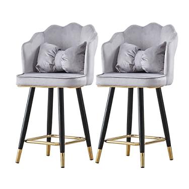 Imagem de Cadeiras de jantar cadeiras de sala de jantar elegantes bancos de bar de cozinha de café da manhã com encosto conjunto de 2, cadeiras de bar de veludo para cozinha restaurante bar 65/75 cm altura tudo está bem