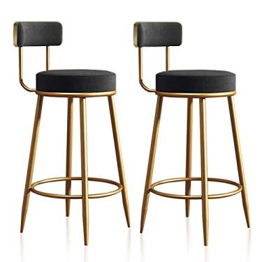 Imagem de Cadeiras de sala de jantar cadeiras de sala de jantar tamboretes de bar conjunto de 2 cadeiras de bar acolchoadas de veludo com apoio para os pés bancos altos de cozinha estilo minimalista moderno para balcão, cozinha e