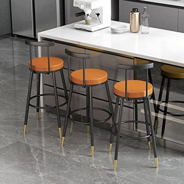 Imagem de Cadeiras de jantar cadeiras de sala de jantar bancos de bar de altura balcão conjunto de 2, bancos de bar de café da manhã de couro para ilha de cozinha, bancos de bar de meados do século, capacidade 150 kg/330lbs Tudo está bem