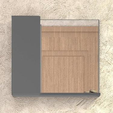 Imagem de Espelho para Banheiro em Madeira com Armarinho Cinza