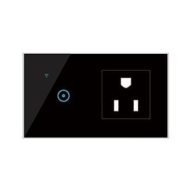 Imagem de 95-250V Wi-Fi Smart Wall Outlet com 1 Gang Touch Light Switch Smart Life APP Controle remoto, controle de voz, Touch Control Compatível com Assistant Wi-Fi Smart Switch Plug Outlet