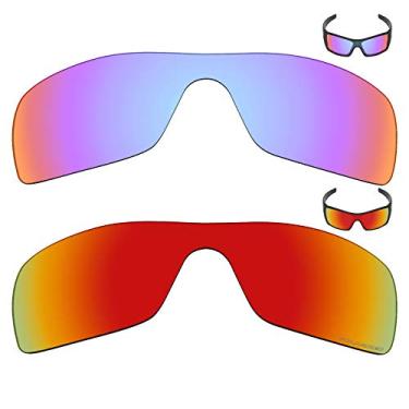 Imagem de Mryok+ 2 pares de lentes polarizadas de substituição para óculos de sol Oakley Batwolf – Rosa cobalto/vermelho fogo