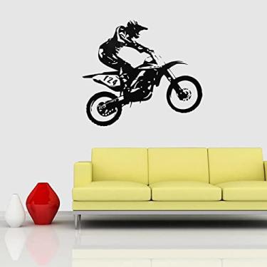 Imagem de Adesivo de decoração de decalque de parede 1 peça para adesivo de parede de pvc para motocicleta, vinil masculino, decoração de parede preta, homem decorado para homens,