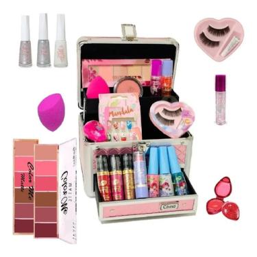 Mala Kit Maquiagem Infantil Barbie Batom Sombra Esmalte