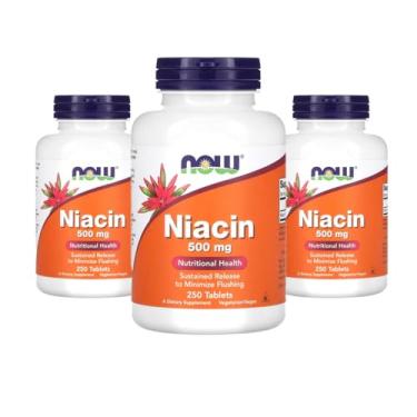 Imagem de Now Foods Niacina 500mg Niacin Vitamina B-3 250 Tablets 3 unidades Produto Importado