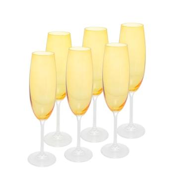 Imagem de Conjunto 6 Taças de Champanhe de Cristal Ecológico Banquet Amarela 200ml - Wolff