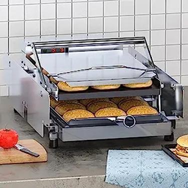 Imagem de Máquina de grelhar hambúrguer automática comercial, forno elétrico pequeno de hambúrguer de dois andares, equipamento de máquinas de hambúrguer, pode assar 24 fatias de cada vez