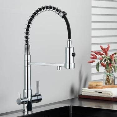 Imagem de Filtro de água de cozinha filtrado preto, torneiras de cozinha com filtro duplo, misturador de purificação de água, guindaste de água para cozinha, cromado