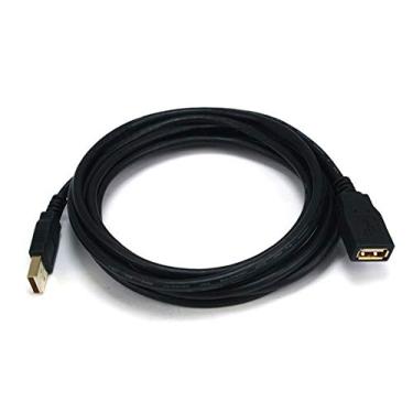 Imagem de Monoprice Cabo de extensão USB 2.0 A macho para fêmea de 3,5 m (banhado a ouro) (105434), preto