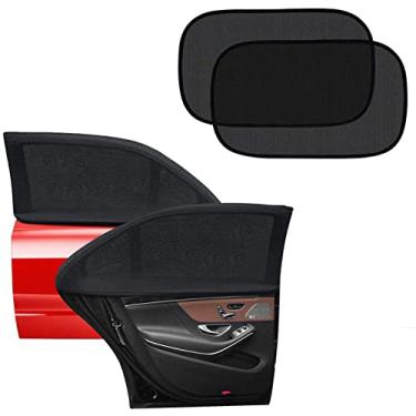 Imagem de ANKIA - Pacote com 2 persianas de janela de carro estática para janela frontal, pacote com 2 protetores solares traseiros de malha de poliéster para as costas, protege o máximo seu bebê e crianças do