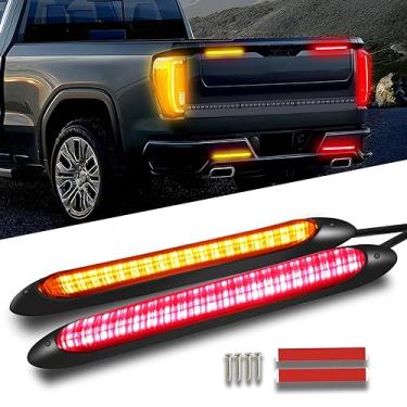 Imagem de Qasim Barra de luz traseira para trailer, faixa de luz de corrida diurna de 15 cm, luz de advertência de direção DRL vermelha e âmbar sequencial para carrinho de golfe, carro off-road, trailer, UTV