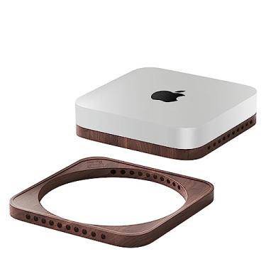 Imagem de O suporte de mesa de nogueira preta é adequado para Mac Mini e Mac Studio, e a base de dissipação de calor e poeira é adequada para acessórios host Mac Mini M1 M2 (atualização de segunda geração antiderrapante)