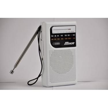Imagem de MIKA Rádio portátil de bolso AM/FM, operado por bateria pequena, melhor recepção de mini antena para emergência (pilhas AA não incluídas) (branca)