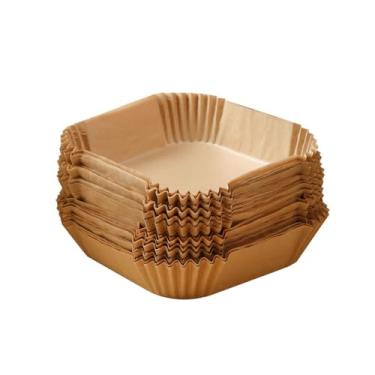 Imagem de Forro de papel descartável Square Air Fryer, 100 peças de forros de fritadeira a ar de 20 cm descartáveis, papel pergaminho não branqueado para fritadeira a ar, assar, forno de micro-ondas,