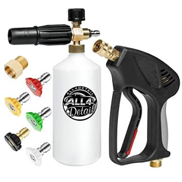 Imagem de ALL4DETAIL Canhão de espuma premium, pistola de lavagem de alta pressão 5000 PSI com lança de espuma de neve, conector rápido de 1/4" com 5 pontas de bocal de lavadora de pressão, 1 litro