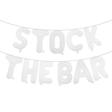 Imagem de STOCK THE BAR Balloons Bannner Multicolor optional Party Decorations Sign (STOCK THE BAR White)