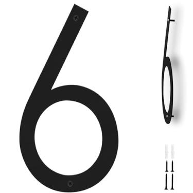 Imagem de ziyue Números de casa de 30,5 cm para fora de casa moderna números de endereço metal flutuante placa de endereço residencial para uso externo de 0-9, preto (6)