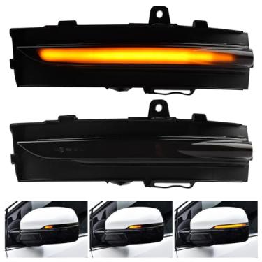 Imagem de doiplent [2 peças] Luzes sequenciais de seta de seta de espelho lateral para Ford Edge 2015 2016 2017 2018 lentes fumê FT4B13B382AA FT4B13B381AA