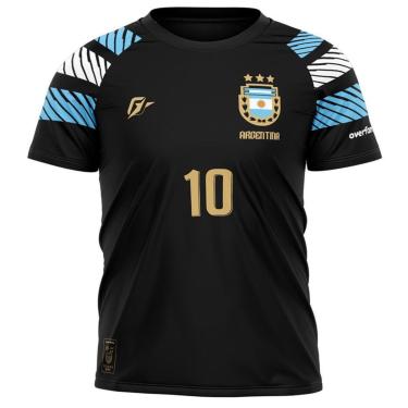 Imagem de Camiseta Filtro UV Infantil Argentina Preto Tri Campeã-Masculino