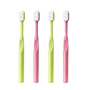Imagem de RYZGOJV Escovas de dentes premium embaladas individualmente, cerdas de nylon macias multicoloridas, escovas de limpeza para dentes sensíveis e gengivas recuadas, 4 peças-B04