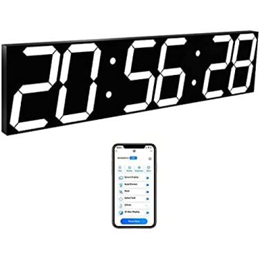 Imagem de Relógio de parede digital LED - controle WiFi via Internet, cronômetro integrado, contagem regressiva, alarmes, temperatura, memória de desligamento, ideal para home office, cozinha, academi