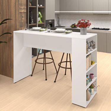 Imagem de Bancada Cozinha Internacional Gourmet com Prateleiras Branco