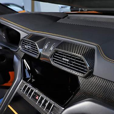 Imagem de Acabamento de capa de moldura de saída de ar condicionado de controle central de carro de fibra de carbono real para Lamborghini Urus 2018-2023 Interior Auto Accessories