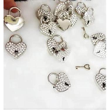 Imagem de YJIUYUANQ Mini cadeado em forma de coração de metal com chave para caixa de armazenamento diário, pacote com 2, como mostrado